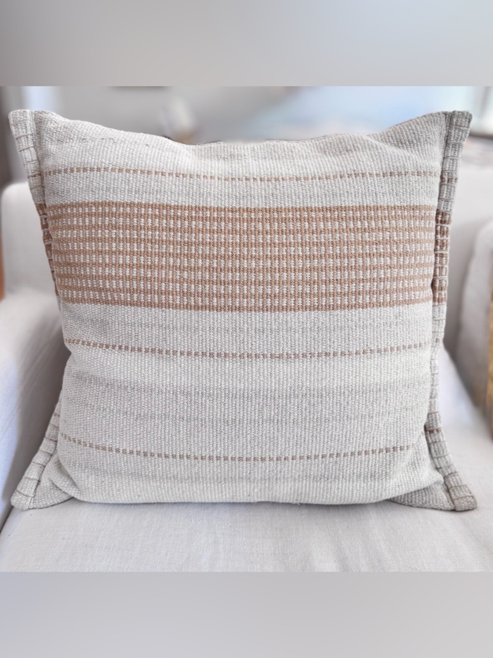Neutral Stripe Accent Pillow - Beige and Cream